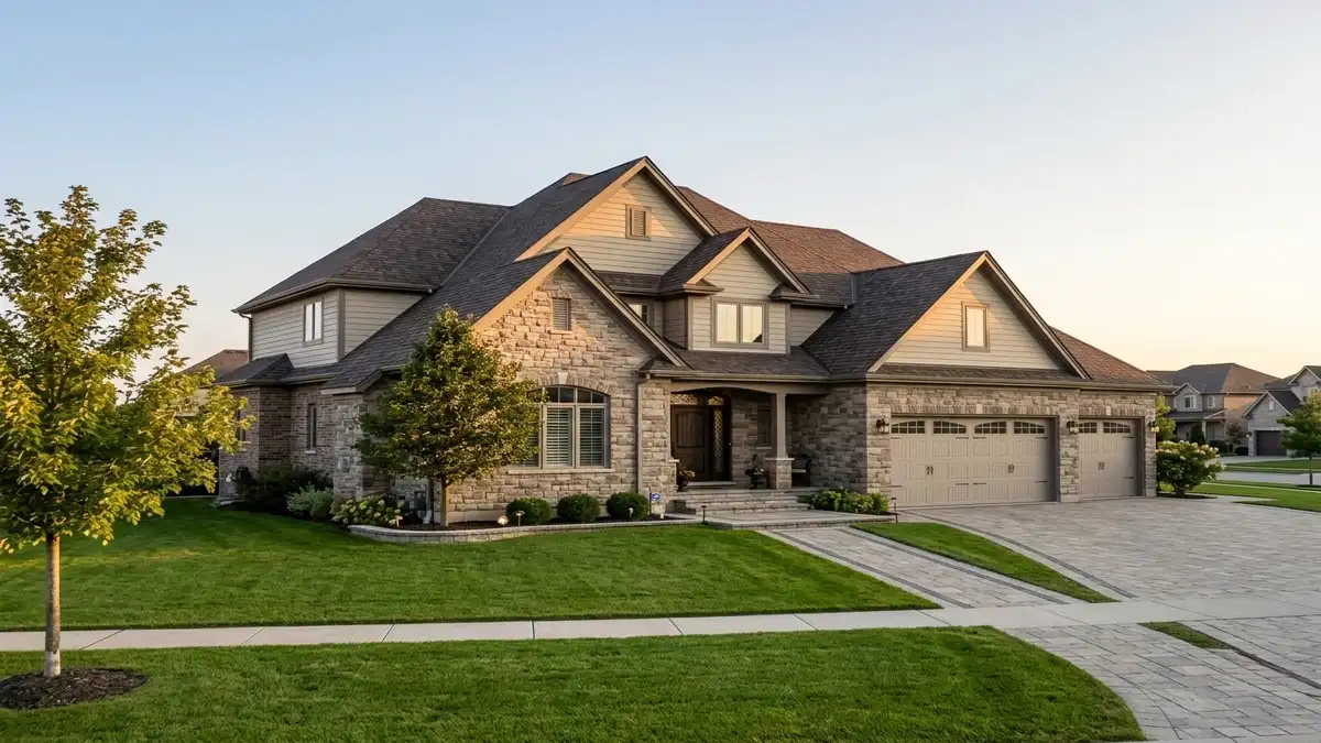 Home with a finished shingle roof